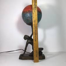 LOT 54M: Art Deco Table Lamp w/ Colorful Glass Globe (Works) | EstateSales.org