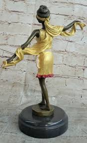 C.MIRVAL~ bronze statue art deco dancing girl sculpture Marble Base Figurine Art | eBay