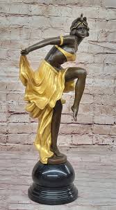 Art Nouveau Bronze & Marble Statue by Becqrrel Sculpture Hand Made Fig