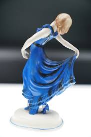 Antique Art Deco Dancing Lady Painted Flowers Pretty Japan ...