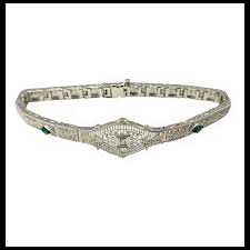 Vintage 10 Karat White Gold Filigree Diamond and Simulated ...