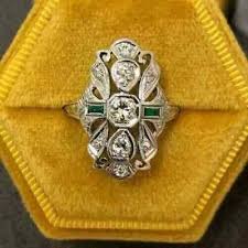 3.Ct Edwardian Art Deco Style Lab-Created Diamond Ring In 14k White Gold Finish | eBay