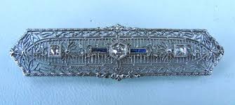 Antique 14K White Gold Filigree Diamond Brooch Circa 1920 | eBay