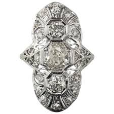 Platinum Filigree and Diamond Ring Size 8.5 JAGi Certified ...