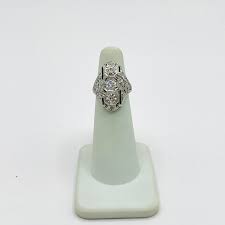 Mid 20th Century Round Diamond & Square Sapphire Art Deco ...