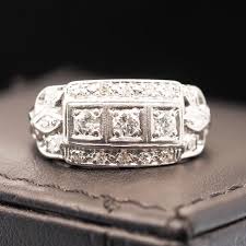 Platinum Art Deco Old European Diamond Engagement Ring For Sale at 1stDibs
