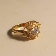 Vintage Gold Plated Cubic Zirconia Cluster Ring Sz 6 ...