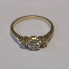 Three Stone Diamonds Engagement Ring 14k yellow gold size ...