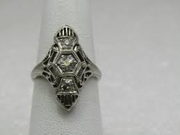 Vintage 18kt Art Deco Diamond Filigree Ring, Sz. 6.5, 1920's – Maria's Vintage