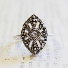 Vintage Aquamarine Austrian Crystal Cocktail Ring - March Birthstone | PVD Vintage Jewelry