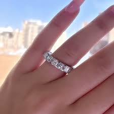 6.00 Ct. Asscher Cut Diamond Eternity Ring Band F-G VS1 18K ...