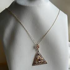 Vintage Art Deco Pendant Necklace, Flower and Sapphire Stone ...