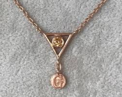 Triangle Initial Gold Necklace for Her Custom Birthstone ...