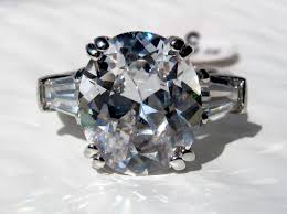 5 Carat Cubic Zirconia Engagement Ring Oval w/Baguettes ...