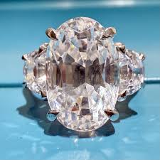 Oval Cut Moissanite Diamond Engagement Ring Three Stone Gold ...