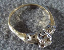 Vintage 14 K Gold Classic Multi 3 Round Diamond Wedding ...