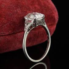 ART DECO STERLING SILVER EMERALD CUT CZ DIAMOND BAGUETTE HALO ENGAGEMENT RING | eBay