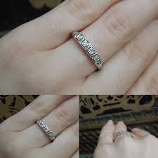 Antique Pre Art Deco Estate C1930 14K White Gold 0.06TCW Four Diamond Square Illusion Filigree Wedding Band Sz 8.5 - Etsy