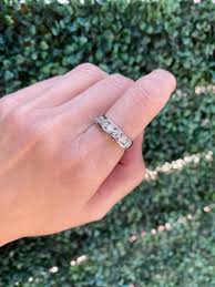 14 Karat White Gold Round Diamond Channel Set Band For Sale at 1stDibs