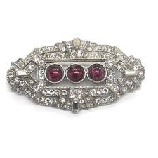 Ben Amun Silver Brooch with Crystals and Purple Stones | Chairish