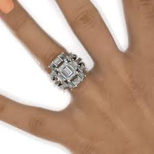 Art Deco Baguette Moissanite Double Ring Insert 14K White Gold For Model 702-9x7