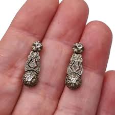 Art Deco Bridal Earrings, 14k Gold and Sapphires, 1930s, Original Box. | eBay