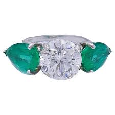 Platinum Emerald Diamond Three-Stone Ring 3.01-ct GIA Report ...