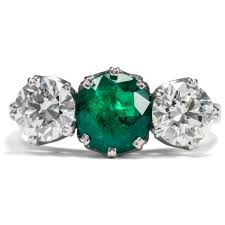 Vintage Colombian Emerald Ring: Moissanite White Gold ...