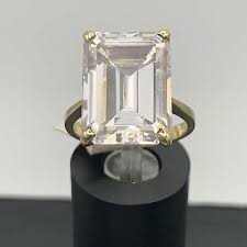 10 ct Emerald Cut Engagement Ring 14K Gold Over Sterling ...