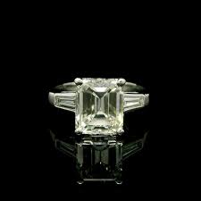 Vintage Platinum GIA 2.93ctw Old Emerald Cut & Baguette ...