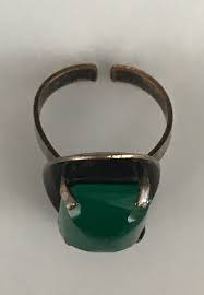 Vintage Modernist Green Stone Ring Marked W. Germany Adjustable - Etsy