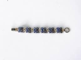 Dark Blue and Silver Toned Bracelet Enamel Heavy Nautical ...