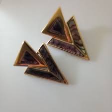 Vintage 80's Abalone Butler Earrings Art Deco Style High ...