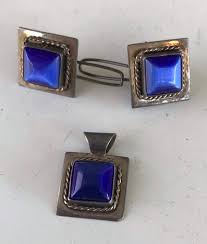 Sterling Earrings, Sterling Blue Stone Pendant, Jewelry Set ...