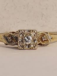 14K 2 Tone Gold~**VINTAGE ENGAGEMENT RING**~.06 CT Diamond~2.1 GRAMS~Size 9.25 | eBay