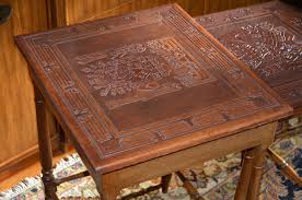 Antique 1920's to 1930's Peruvian Nesting Tables Inca Aztec Tooled Leather Tops | eBay