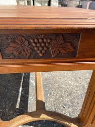 Antique Dining Table Ornate Hand Carved Wood Kitchen Mission Table Primitive Rustic Eclectic Vintage Vanity Arts and Crafts Design Spanish