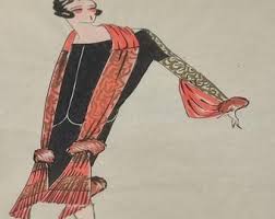 20s Evening Dress Drawing, Modiste Watercolor Original - Etsy