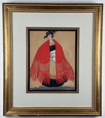 Unknown - Art Deco Spanish Woman Fashion Illustration at 1stDibs