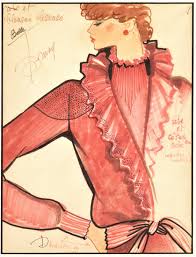 1980s French Fashion Drawing With Notations, Matted | Chairish