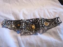 Vintage Huge Bracelet Brilliant Blue Stones Faux Pearls Rare Statement Piece | eBay