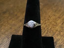 Art Deco 18k White Gold Natural Round Diamond Filigree Solitaire Engagement Ring | eBay