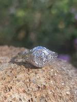 14k gold white gold Edwardian filigree diamond ring - apx .50ct – Rambling Rose