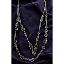 Lia Sophia brutalist multilayer silver chain... | Depop