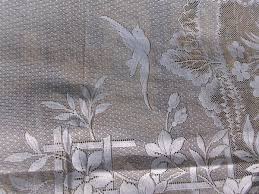 French pair white curtains lace motif bird flower 24'' x 60 ...