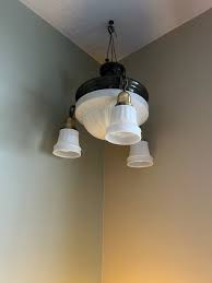 Antique Art Nouveau Deco Chandelier Globe with three drop shades Circa 1920 GE | eBay