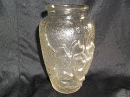 Vintage clear glass flower embossed vase | eBay