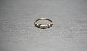 Mine Cut Diamond Band / Antique Estate C1920 10K Gold 0.05 ...