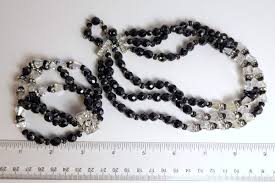 3 Strand Black +Clear AB Cone Crystal Beads + Rhinestone ...