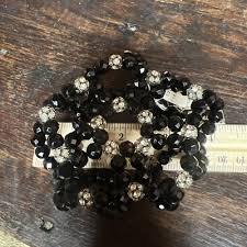 Vintage Richelieu Black Bead Rhinestone Bead Bun Chignon ...